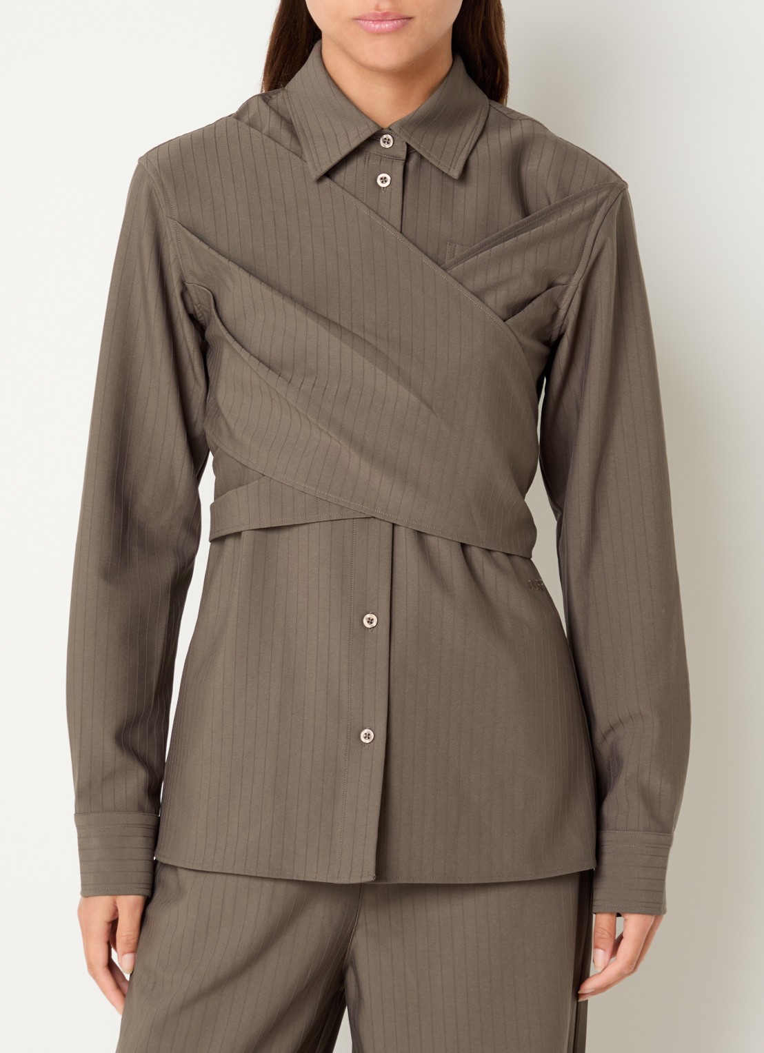 OLAF Blouse met strikdetail - detail zand