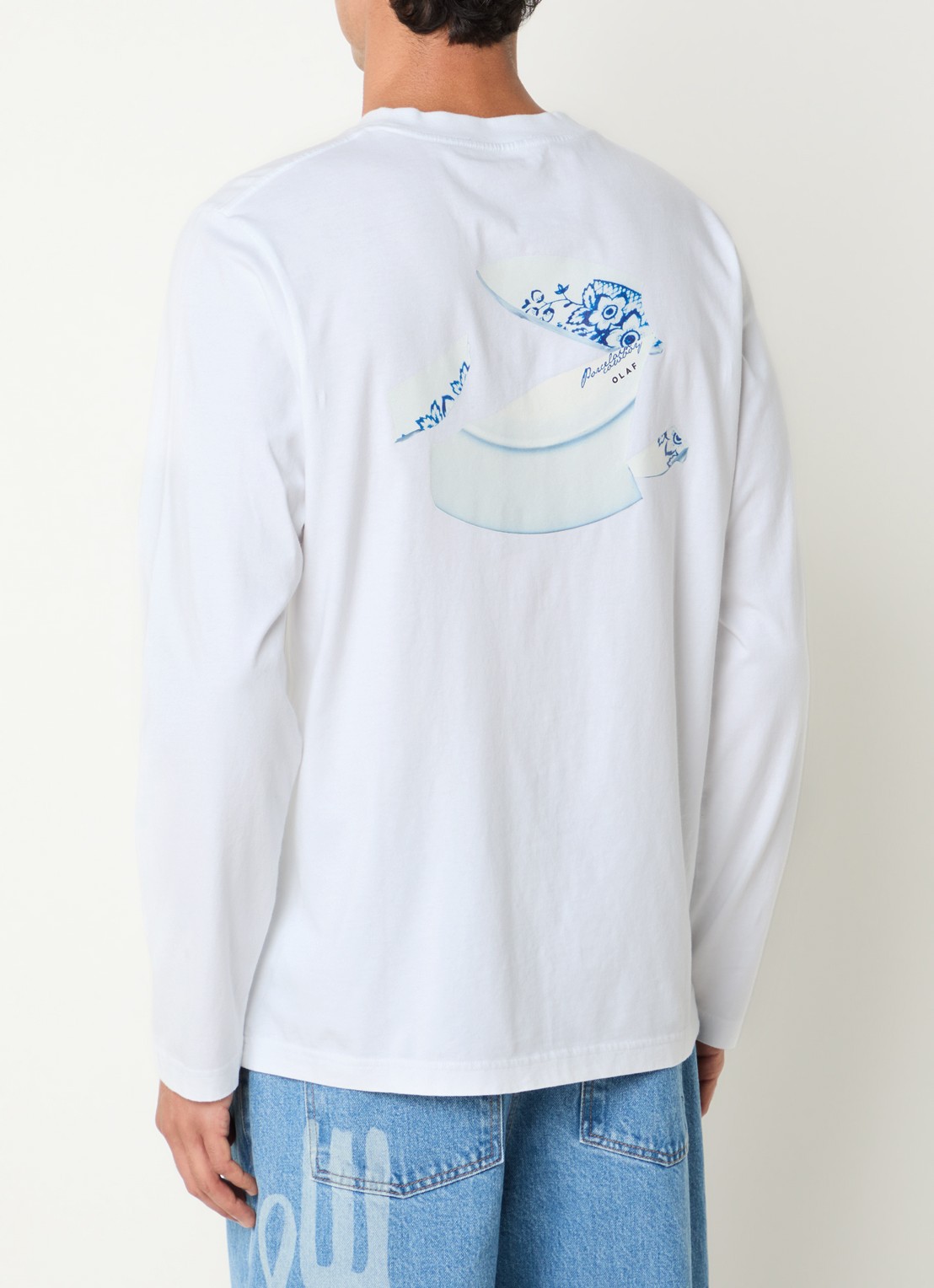 OLAF Broken Plate long sleeve met logo- en backprint - detail 3 wit