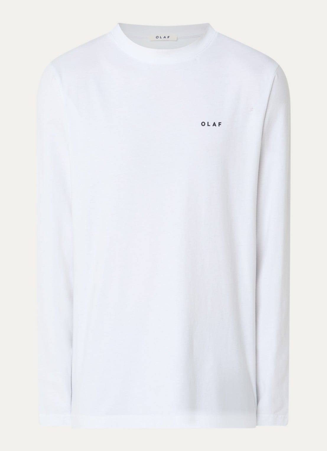 OLAF Broken Plate long sleeve met logo- en backprint - voorkant wit