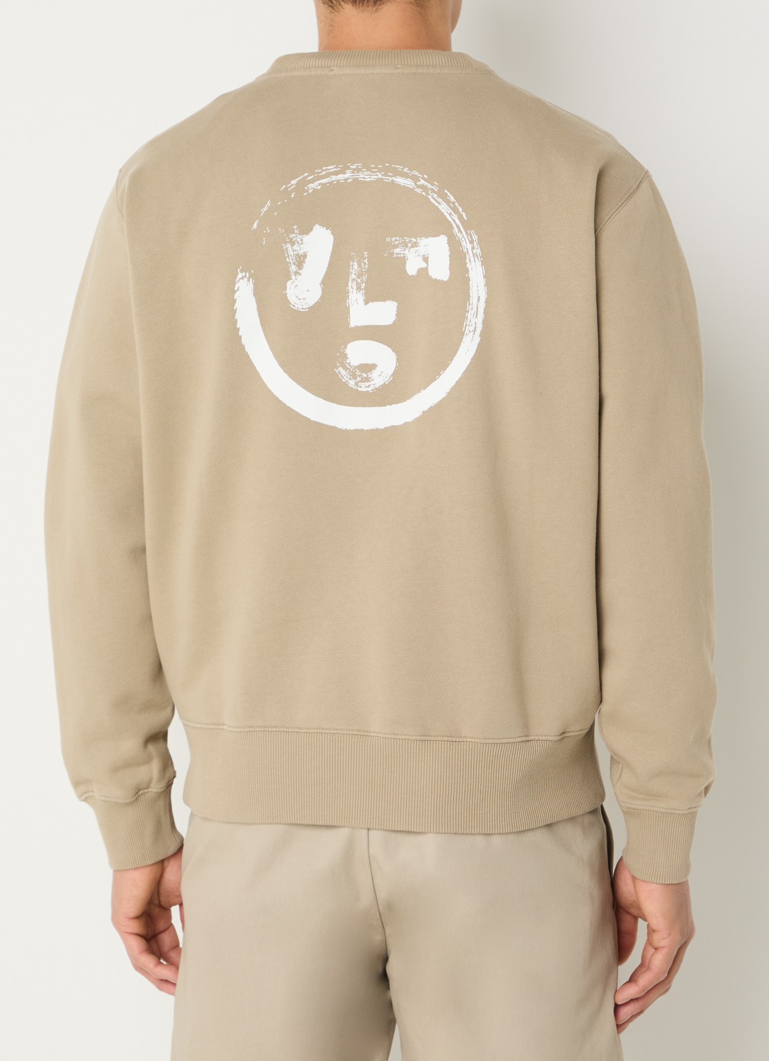 OLAF Brushstroke sweater met logo- en backprint - detail 3 beige