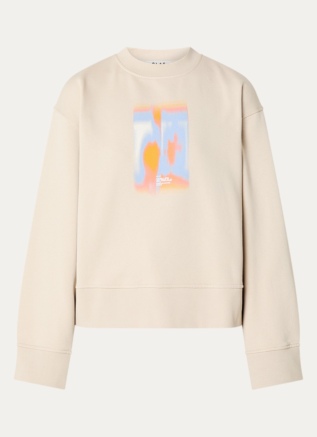 OLAF Brushstroke sweater met print - voorkant donkerbeige