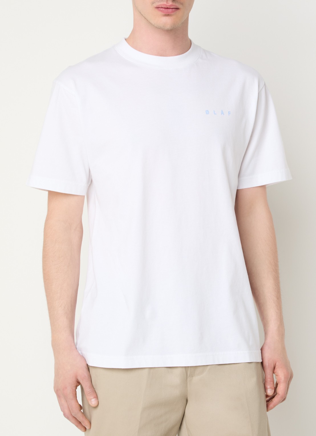 OLAF Brushstroke T-shirt met logo- en backprint - achterkant wit