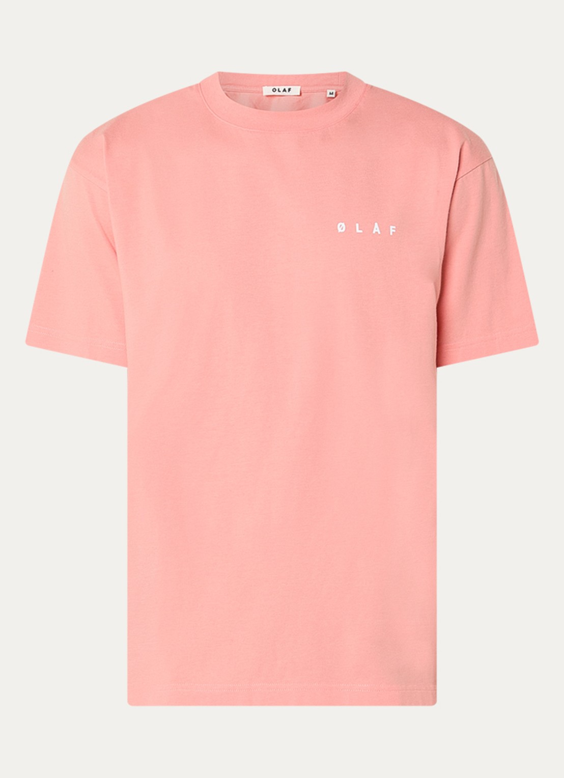 OLAF Brushstroke T-shirt met logo- en backprint - voorkant 3 koraal