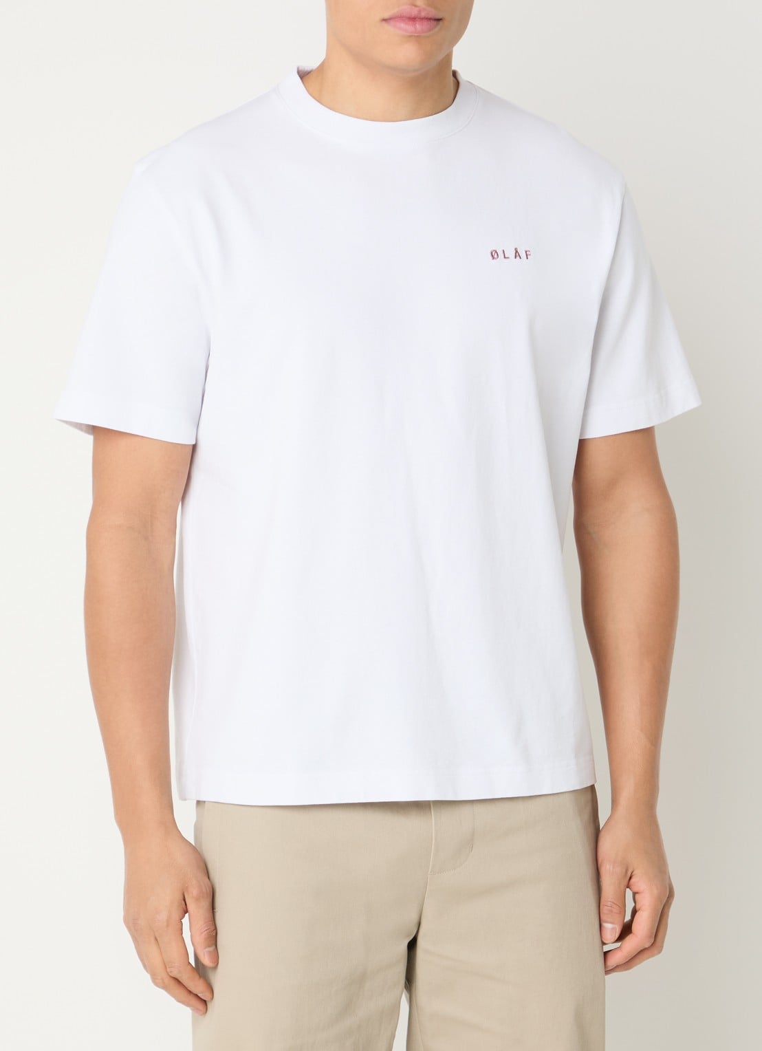 OLAF Brushstroke T-shirt met logo- en backprint - achterkant 4 wit