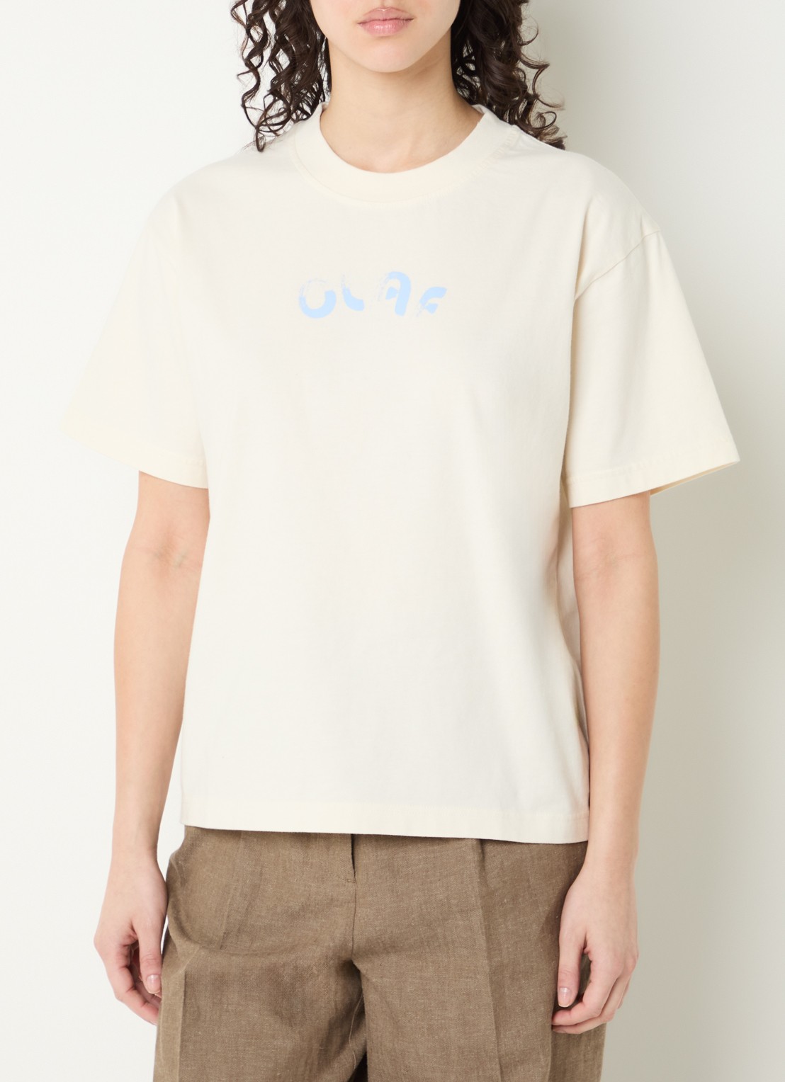 OLAF Brushstroke T-shirt met logo - detail 4 gebroken wit