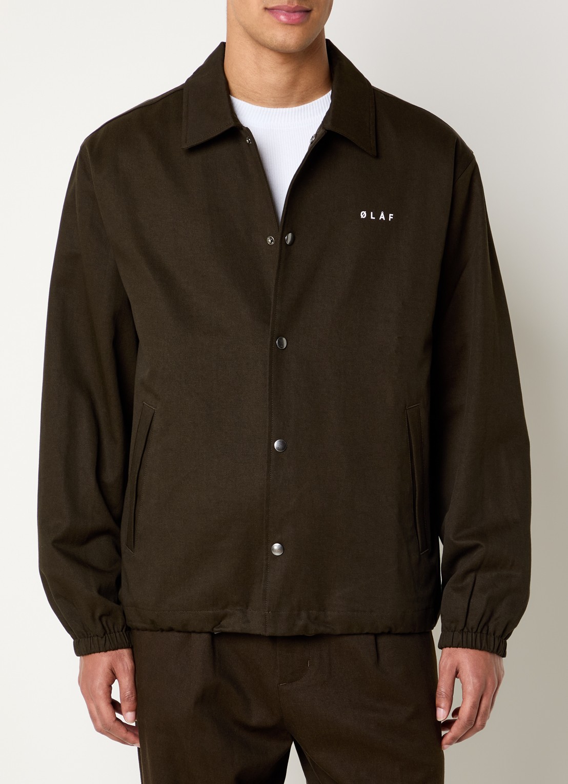 OLAF Coach jack met logo- en backprint - achterkant legergroen