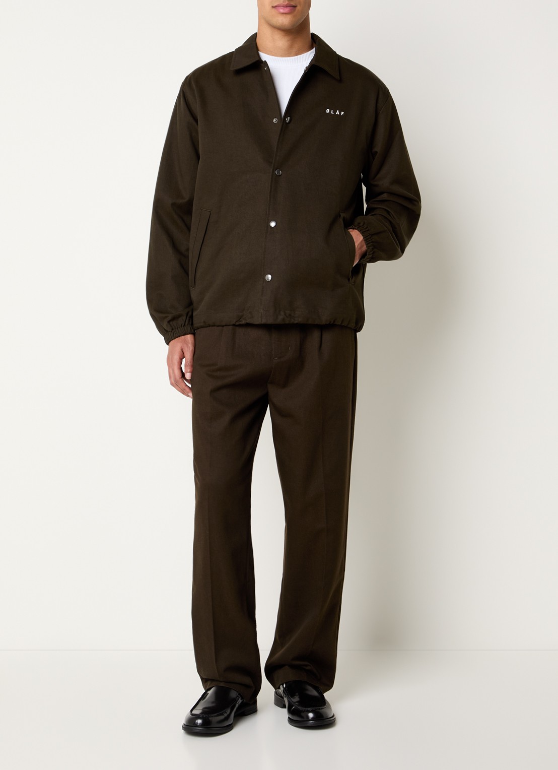 OLAF Coach jack met logo- en backprint - voorkant 3 legergroen