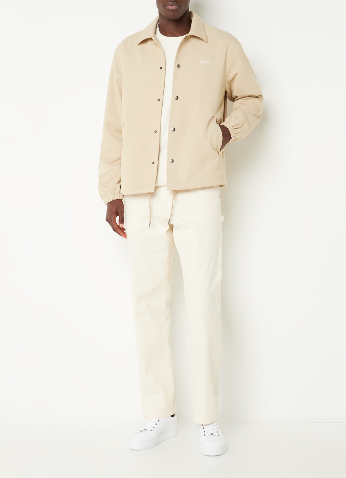 OLAF Coach jack met logo- en backprint  - voorkant 2 beige