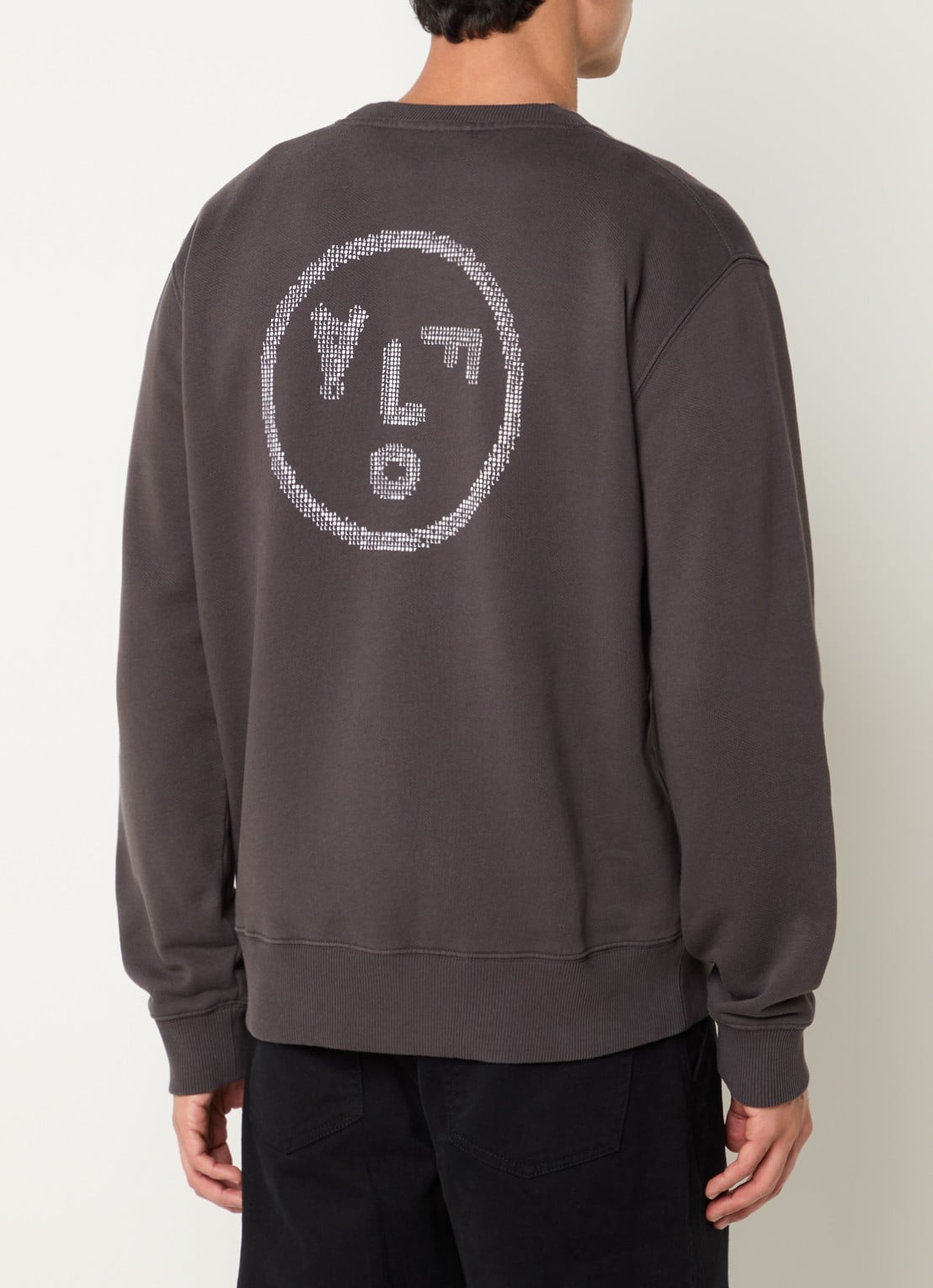 OLAF Crafted Face sweater met logo- en backprint - detail 4 antraciet