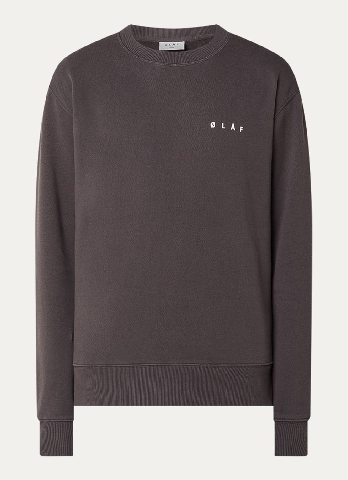 OLAF Crafted Face sweater met logo- en backprint - voorkant 2 antraciet