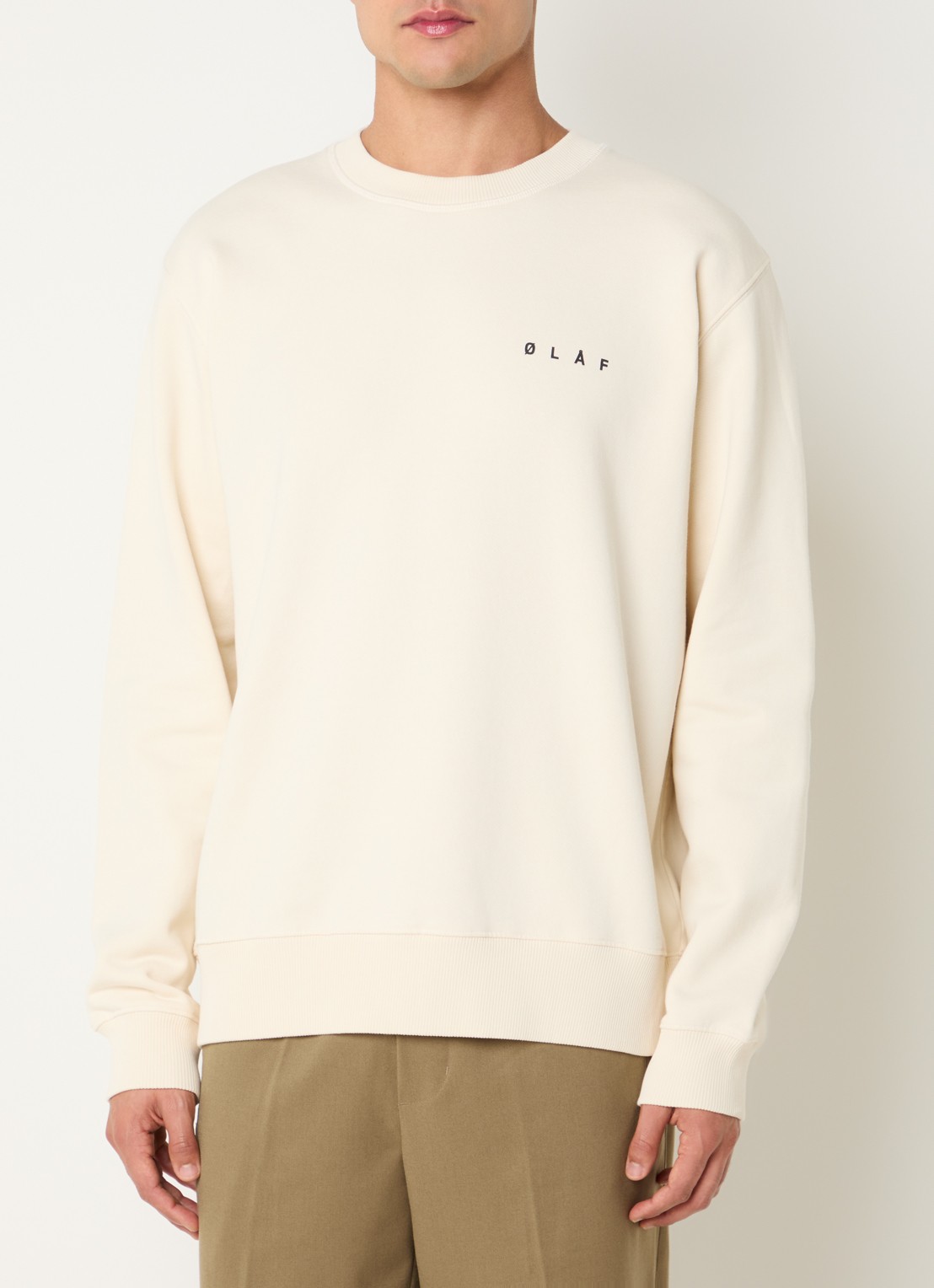 OLAF Crafted Face sweater met logo- en backprint - achterkant ivoor