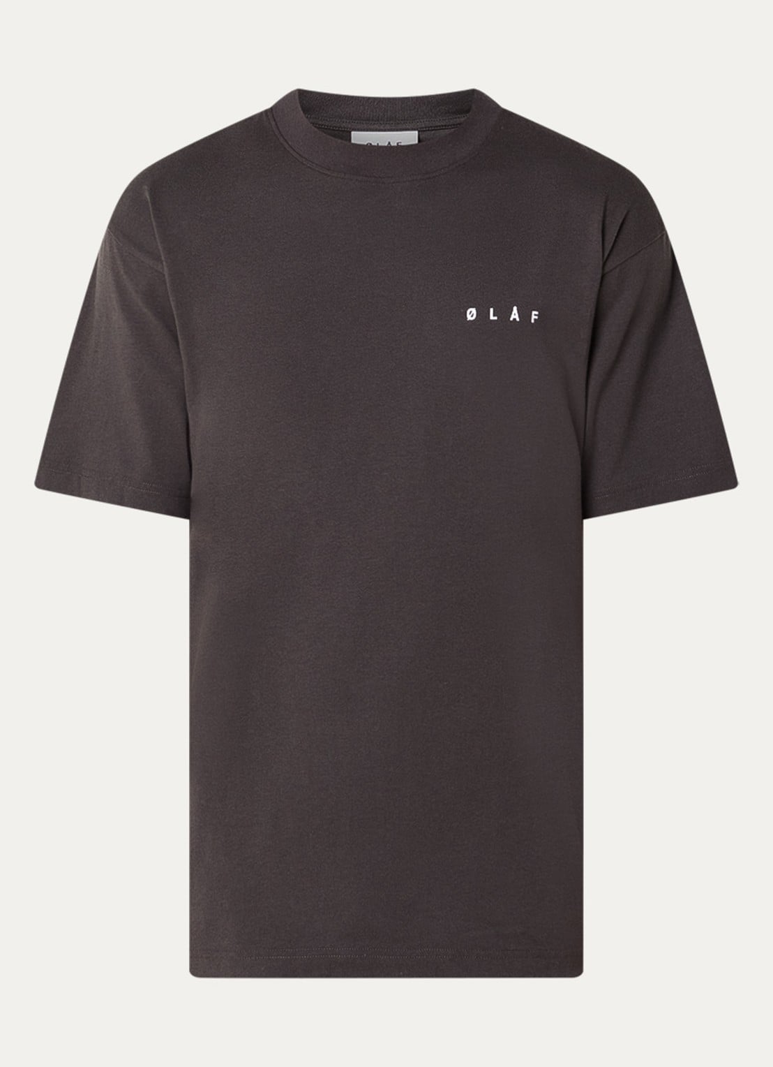 OLAF Crafted Face T-shirt met logo en backprint - voorkant 2 antraciet