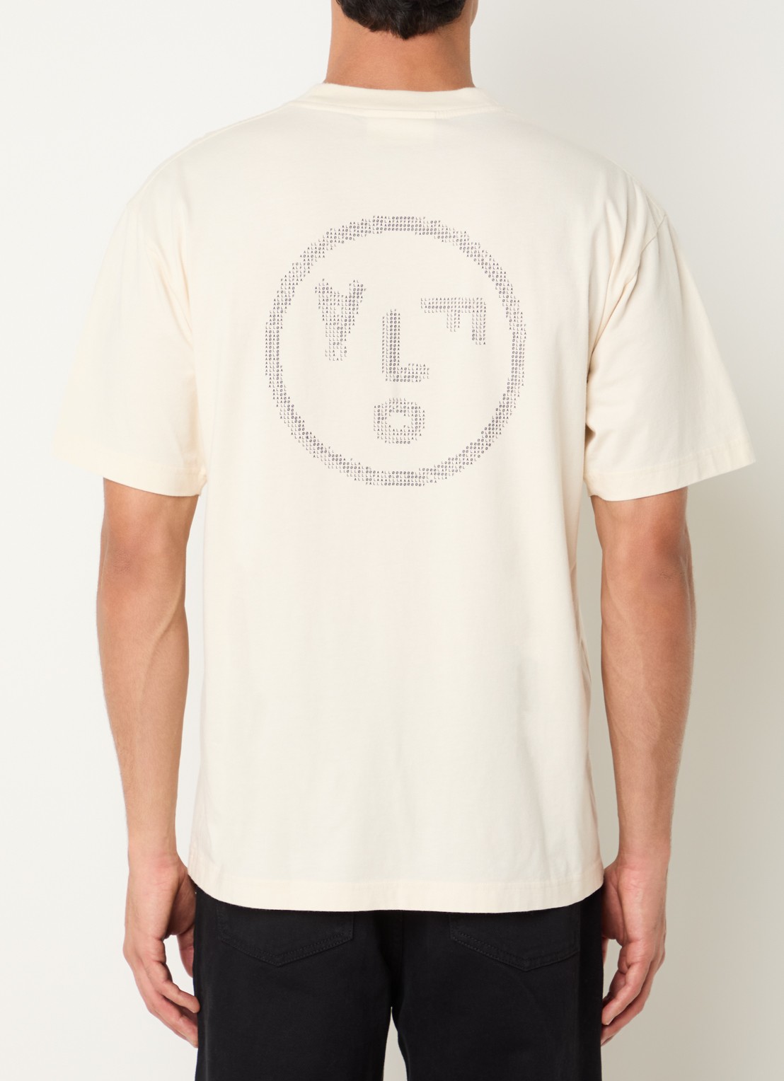 OLAF Crafted Face T-shirt met logo en backprint - detail gebroken wit