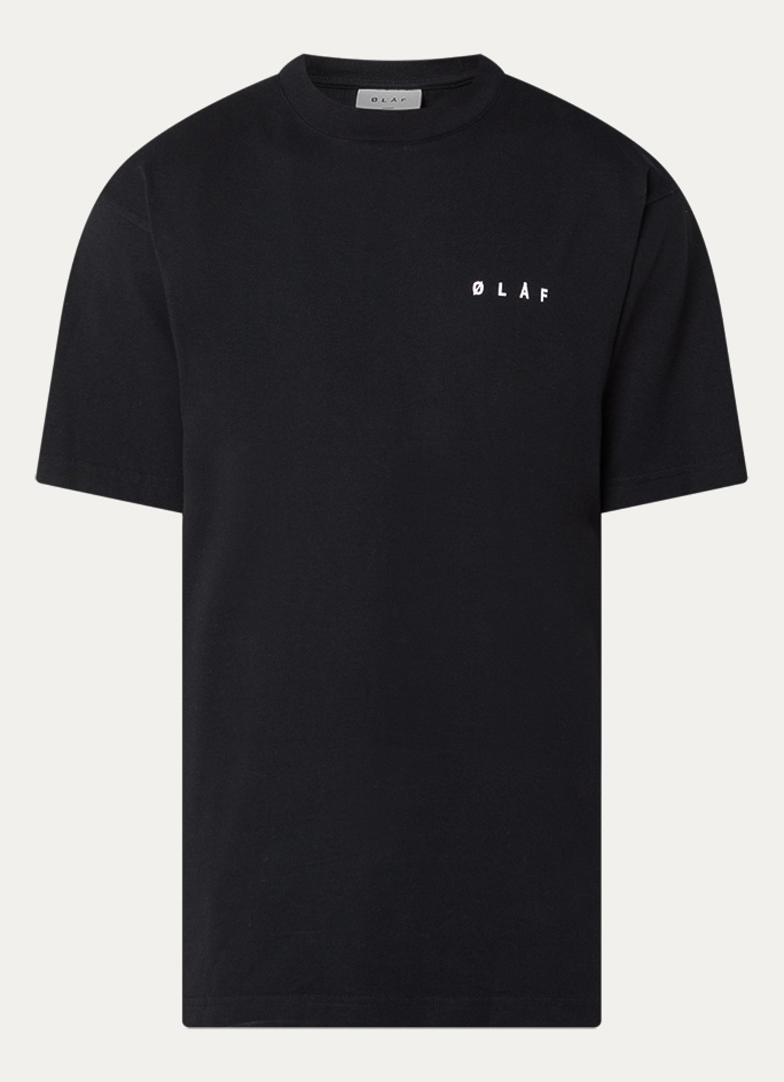OLAF Crafted Pear T-shirt met logo- en backprint - voorkant zwart