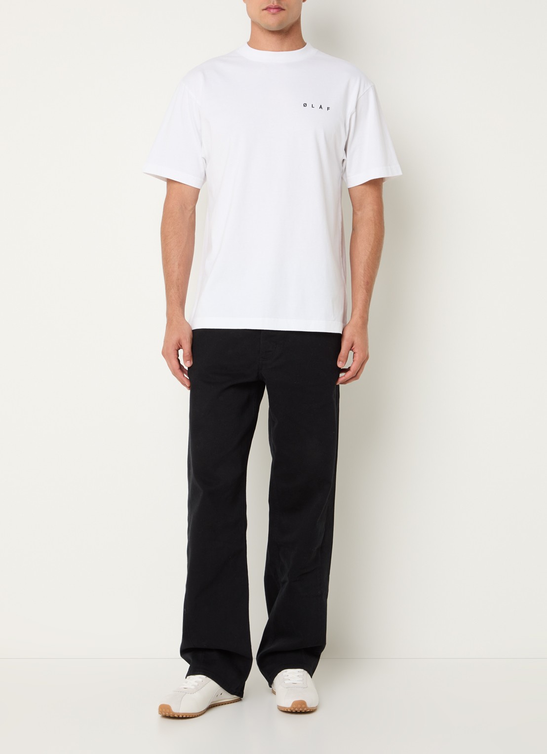 OLAF Crafted T-shirt met logo- en backprint - voorkant 3 wit