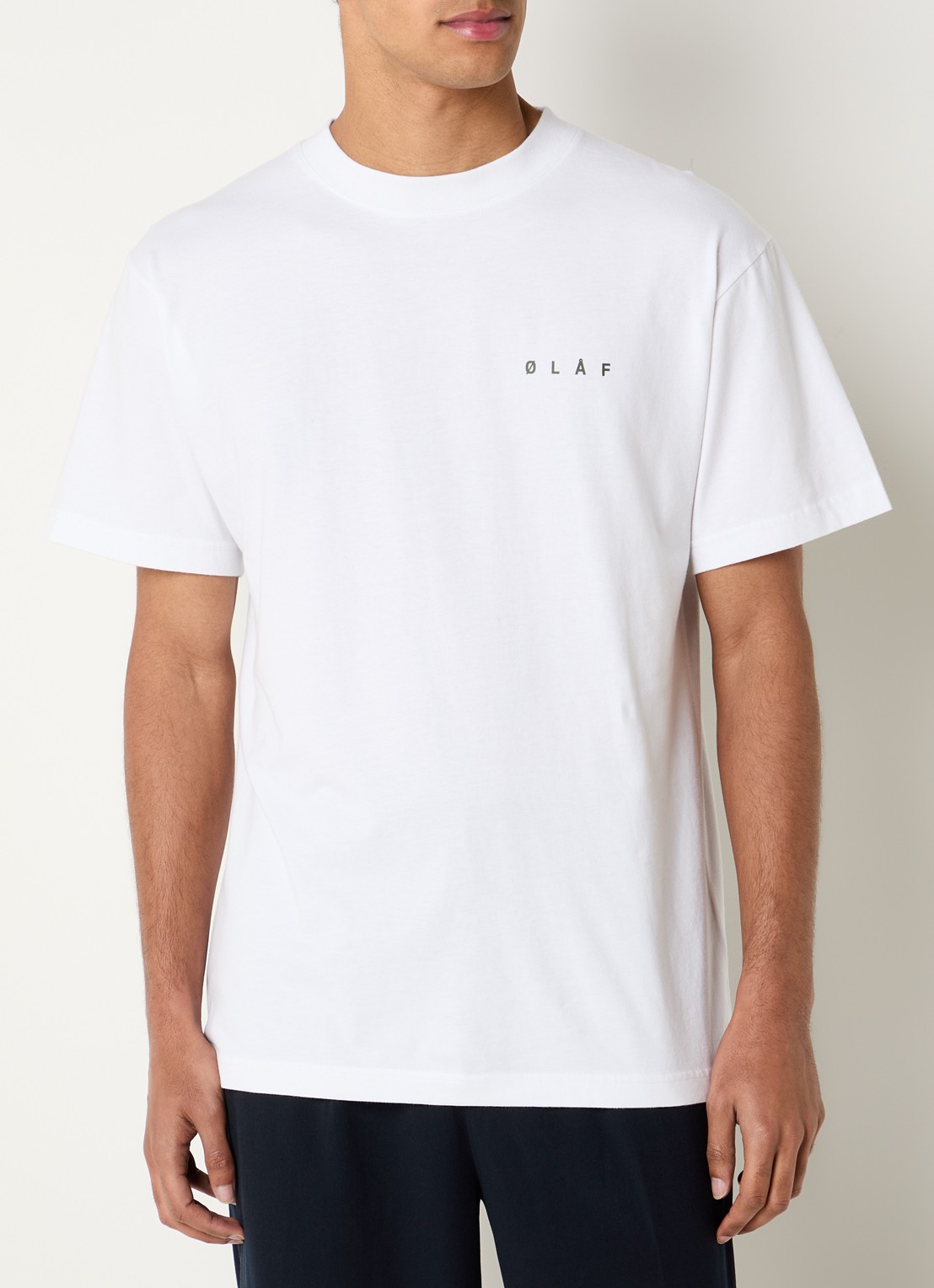 OLAF Doily Face T-shirt met logo- en backprint - achterkant 4 wit