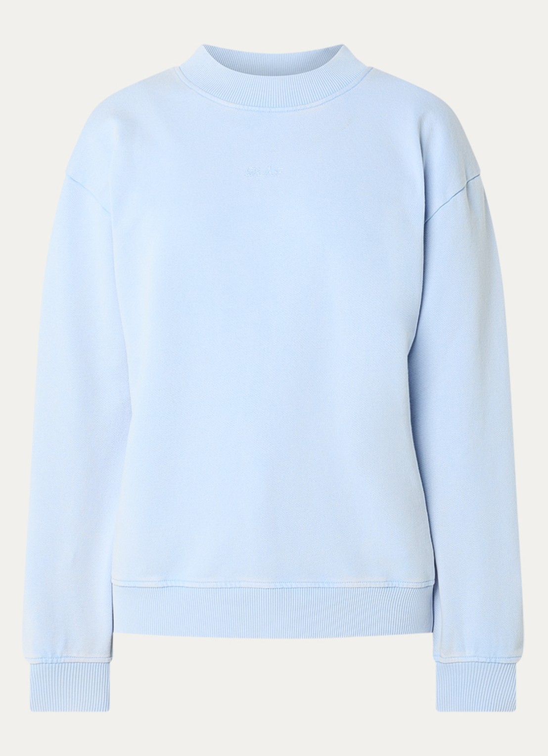 OLAF Essential sweater met logoborduring - voorkant lichtblauw