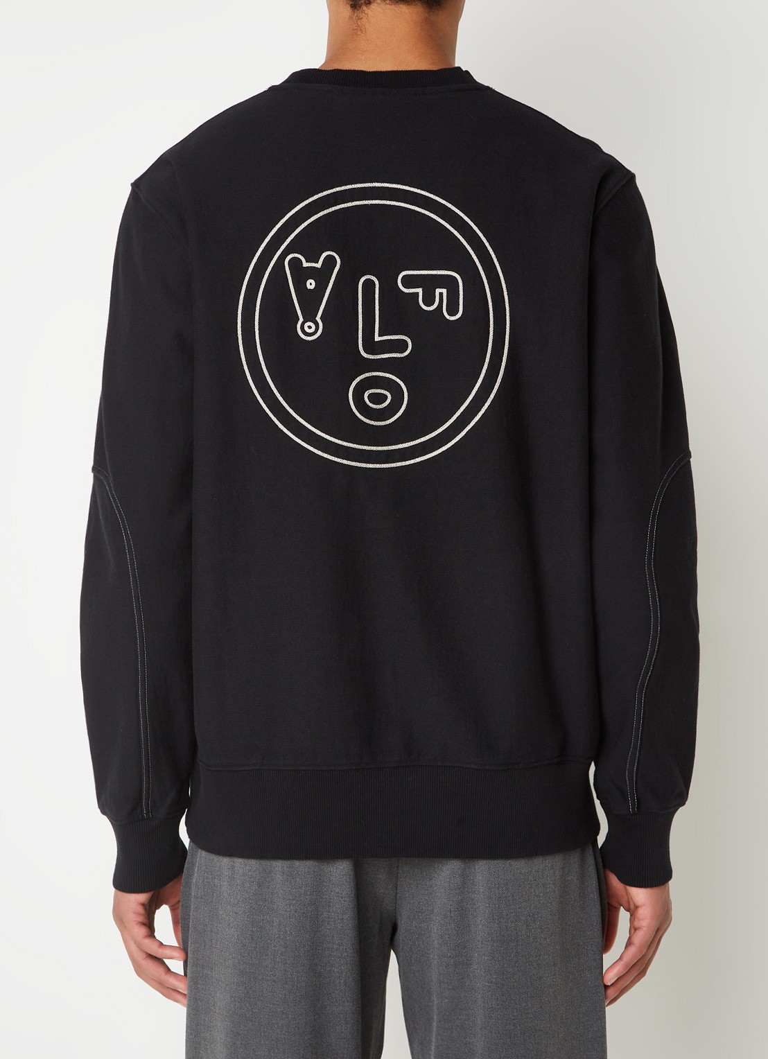 OLAF Face sweater met logo- en backprint - detail zwart