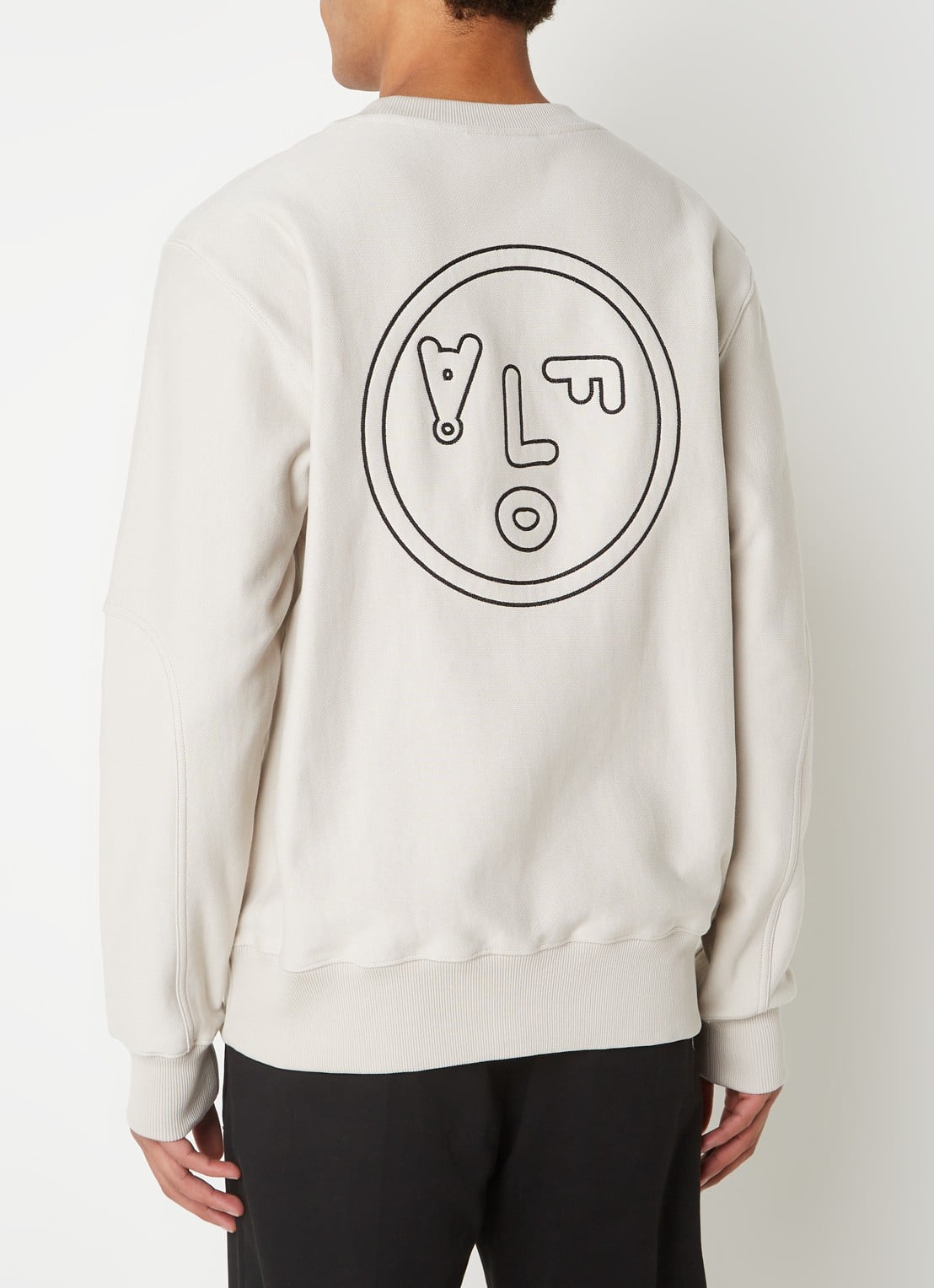 OLAF Face sweater met logo- en backprint - detail 4 lichtgrijs