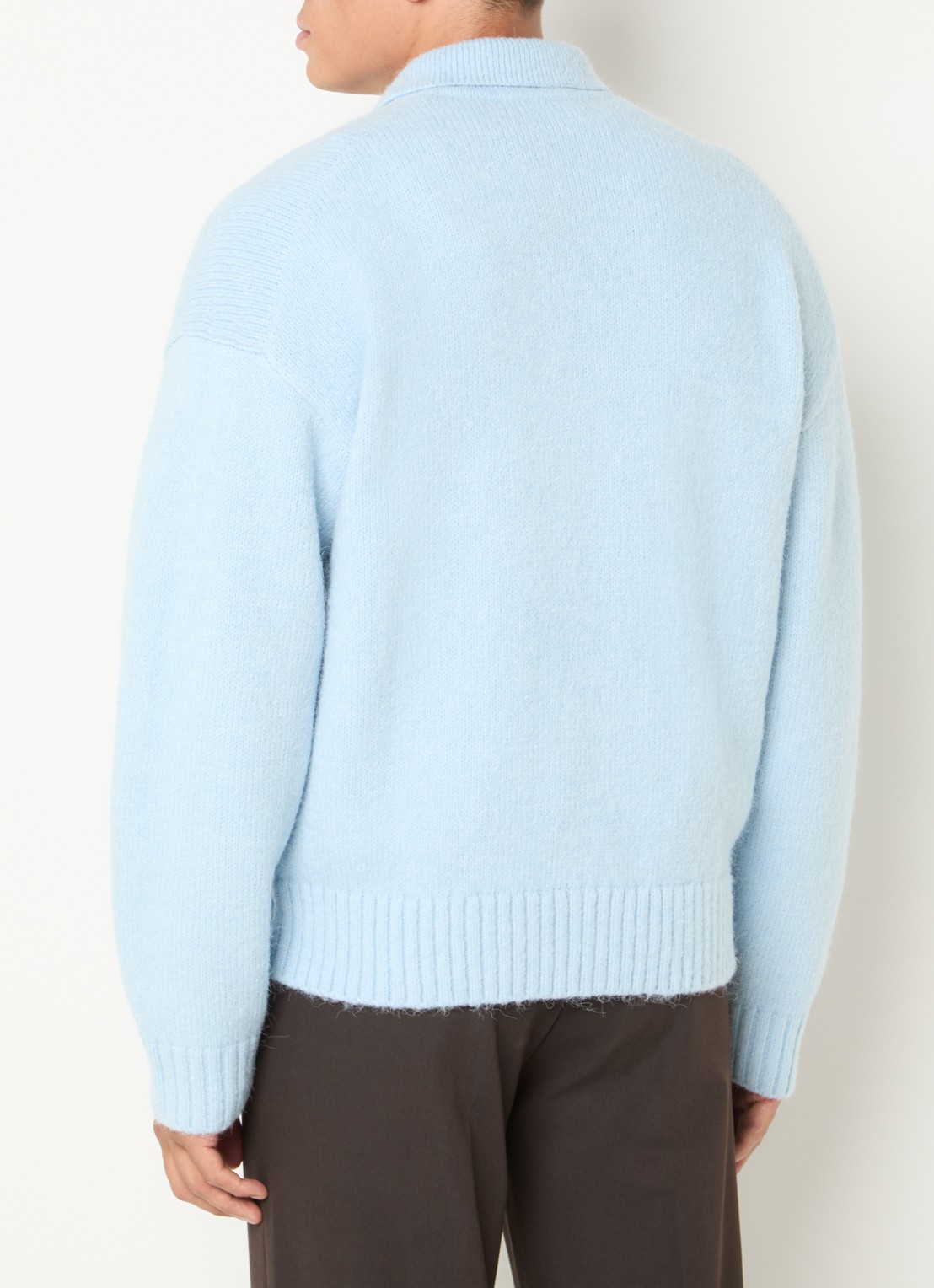 OLAF Fijngebreide trui in wolblend met polokraag - achterkant 4 lichtblauw