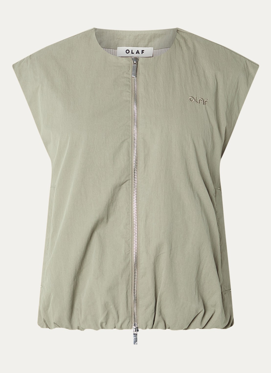 OLAF Gilet met logo en steekzakken - voorkant khaki