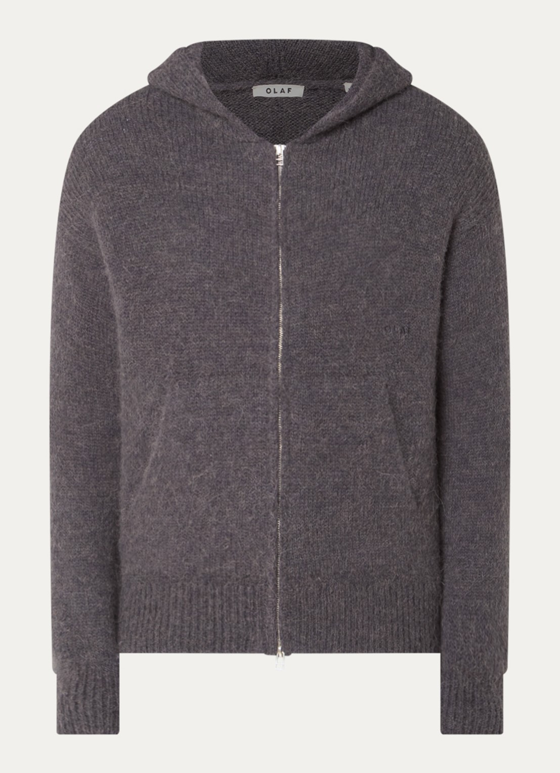 OLAF Grofgebreid vest in alpaca wolblend - voorkant 3 donkergrijs