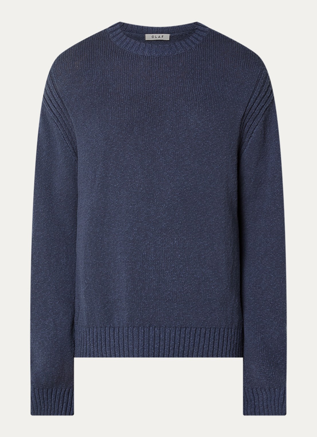 OLAF Grofgebreide trui met ronde hals - voorkant 3 donkerblauw