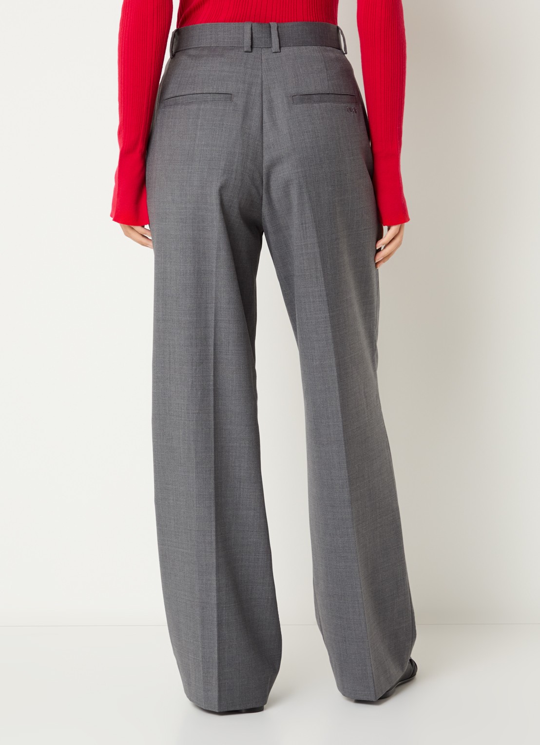 OLAF High waist loose fit pantalon in wolblend - achterkant 3 donkergrijs