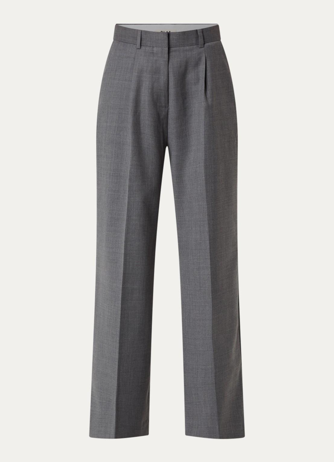 OLAF High waist loose fit pantalon in wolblend - voorkant donkergrijs
