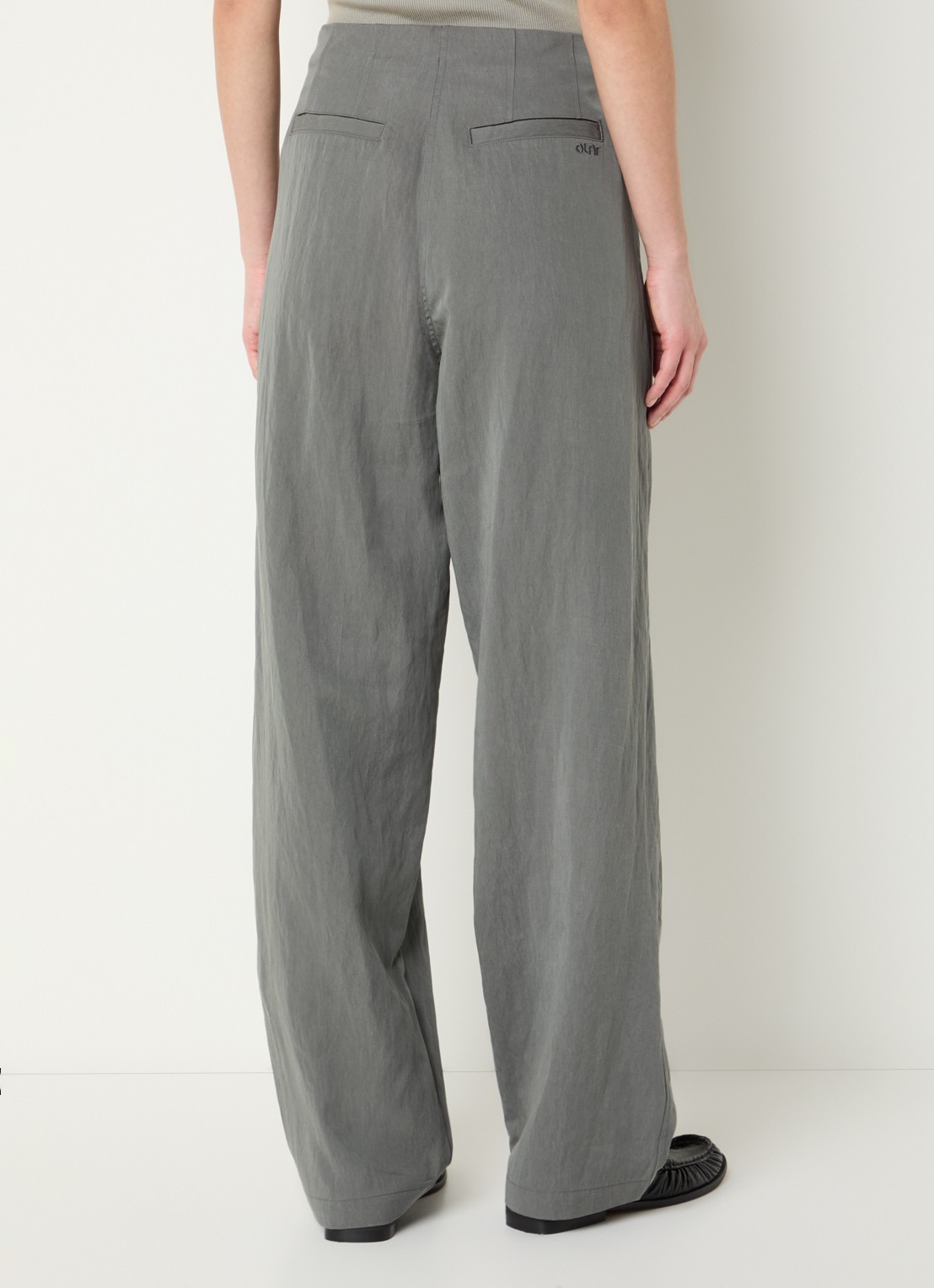 OLAF High waist loose fit pantalon met steekzakken - achterkant grijs