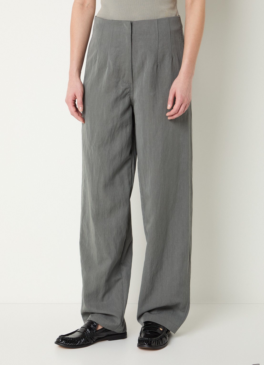 OLAF High waist loose fit pantalon met steekzakken - detail 4 grijs