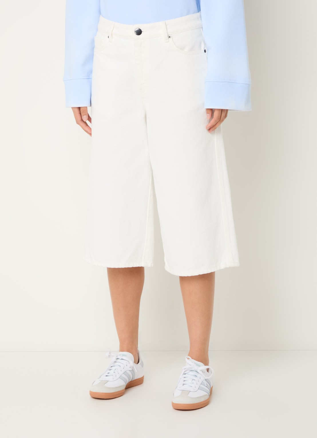 OLAF High waist straight fit broek van denim - detail 5 gebroken wit