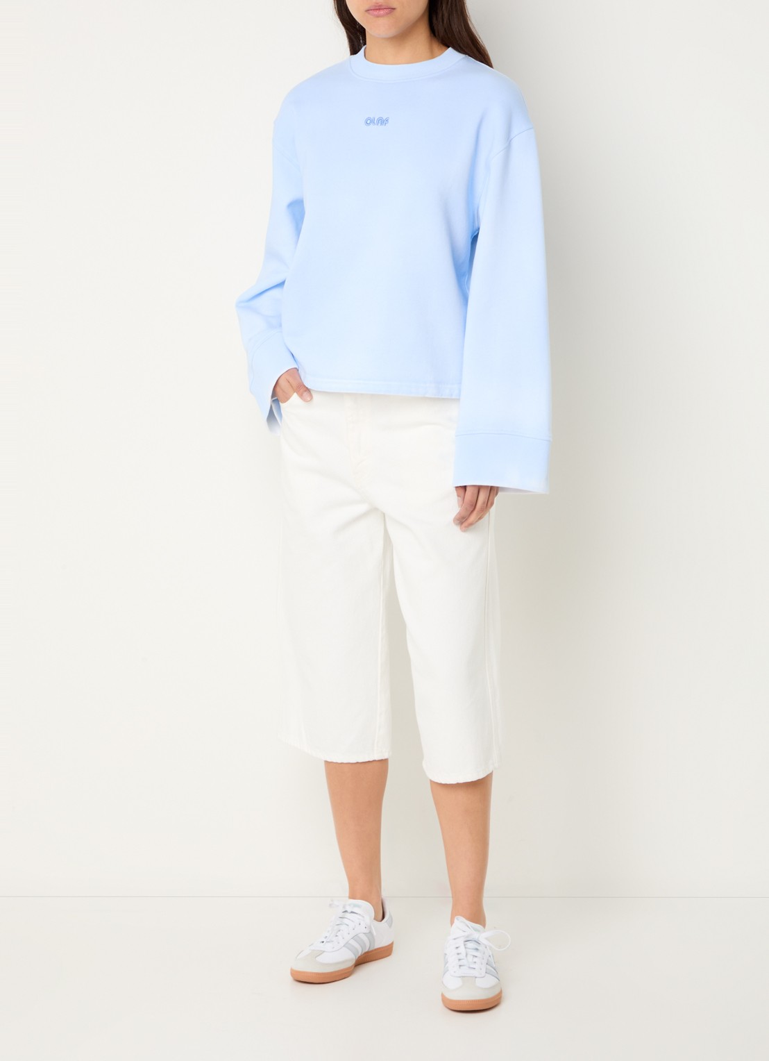 OLAF High waist straight fit broek van denim - voorkant 3 gebroken wit