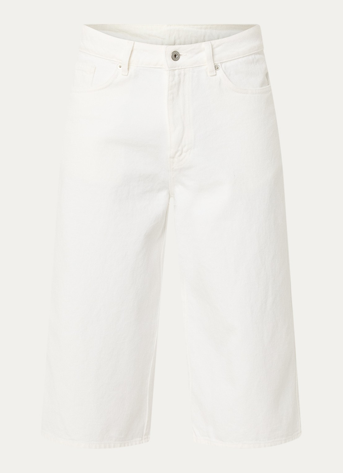 OLAF High waist straight fit broek van denim - voorkant 4 gebroken wit
