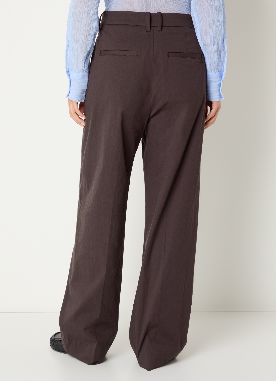 OLAF High waist straight fit pantalon met steekzakken - achterkant 2 bruin