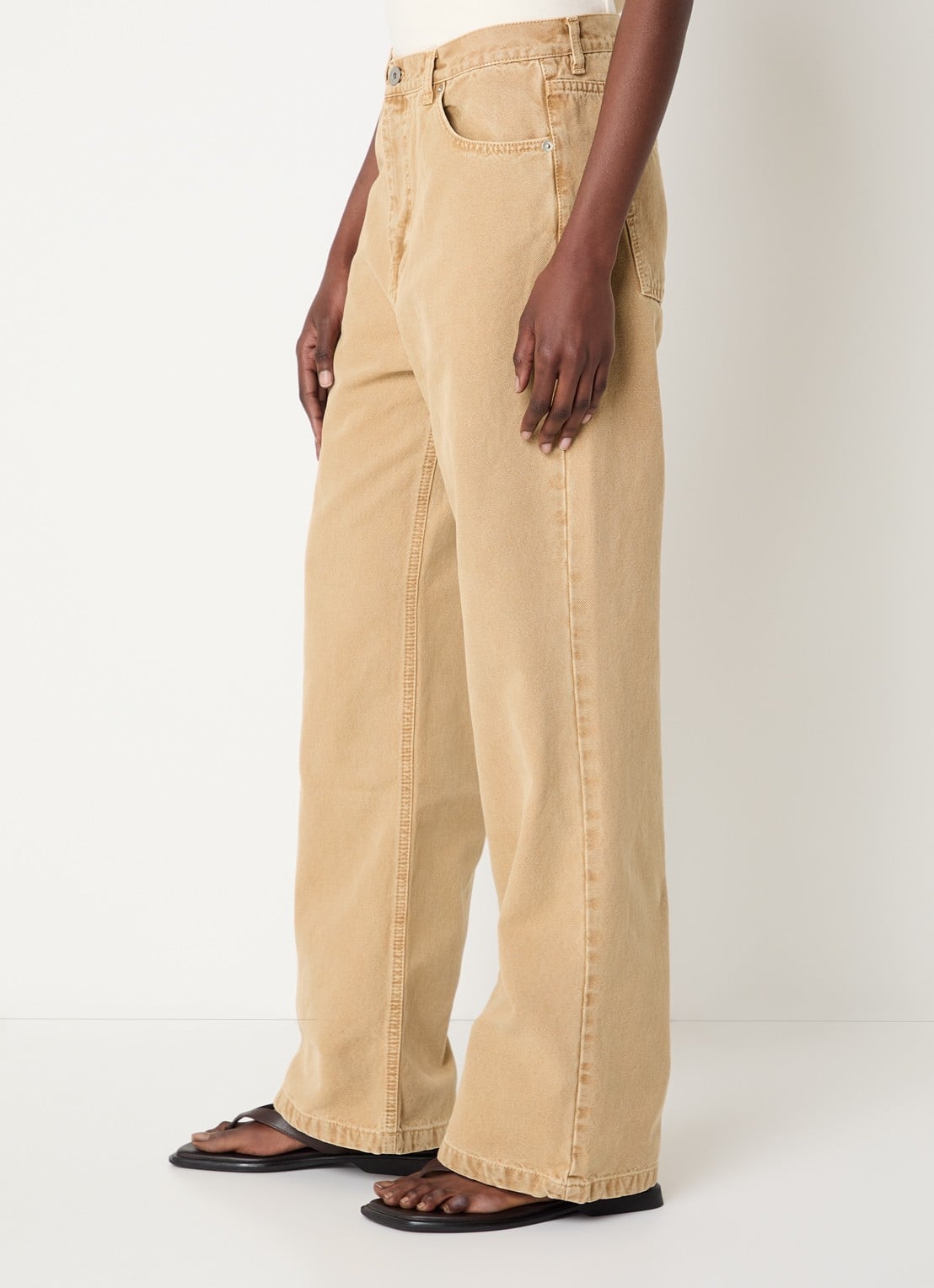 OLAF High waist straight leg jeans met gekleurde wassing - detail 2 camel