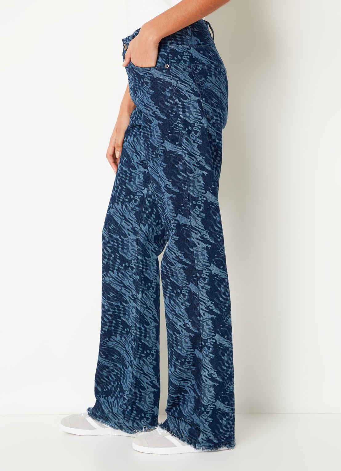 OLAF High waist straight leg jeans met print - detail 3 indigo