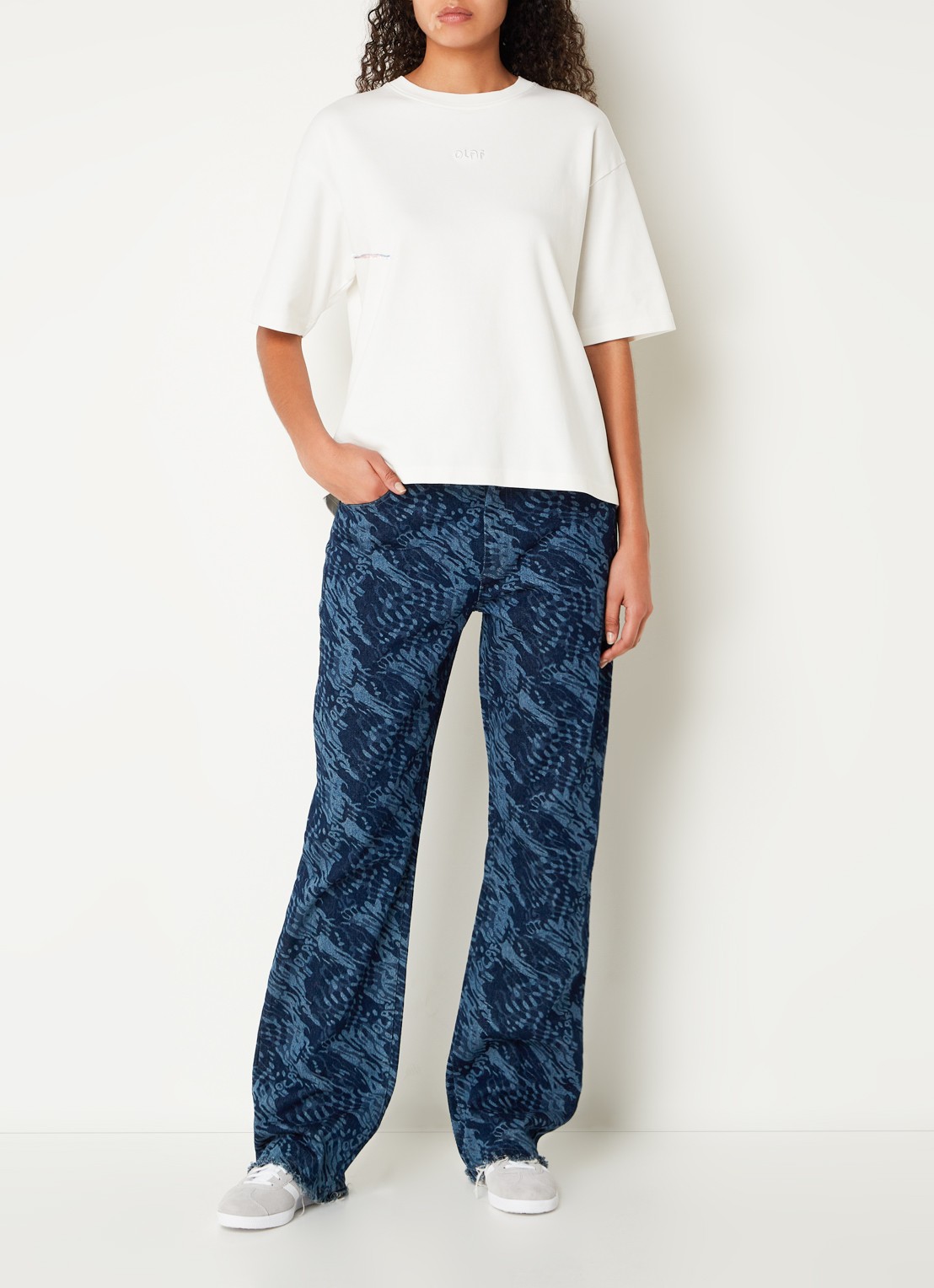 OLAF High waist straight leg jeans met print - voorkant 6 indigo