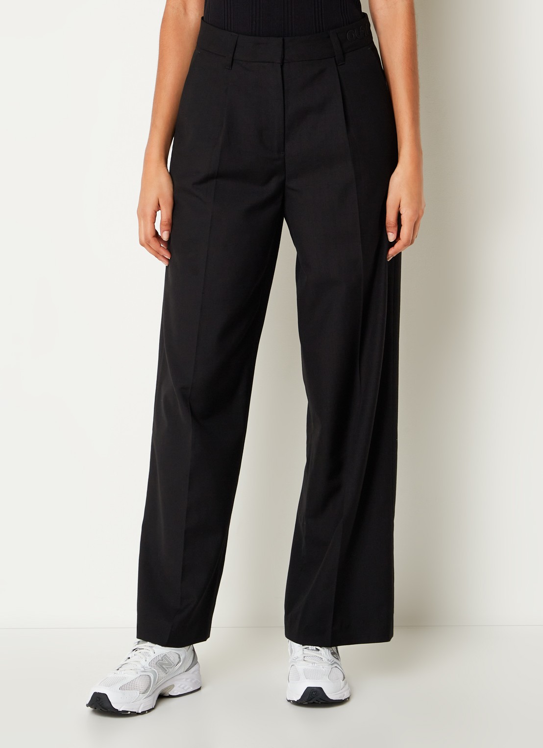 OLAF High waist wide fit pantalon met persplooi - detail 3 zwart