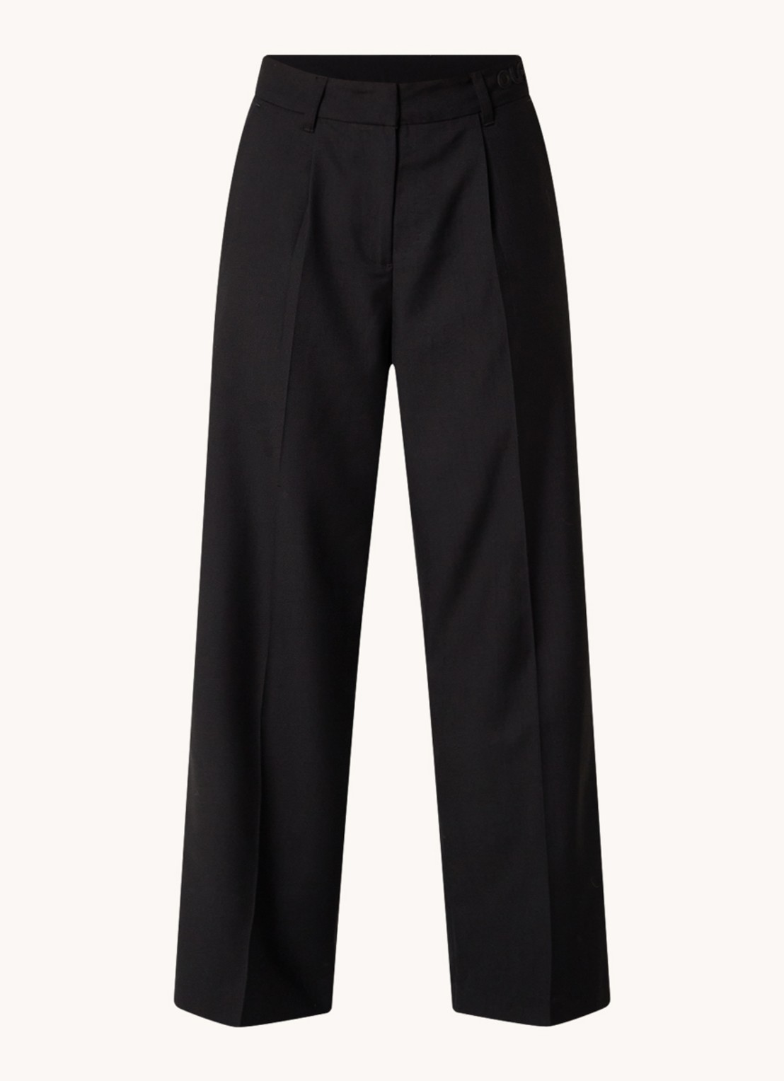 OLAF High waist wide fit pantalon met persplooi - voorkant zwart
