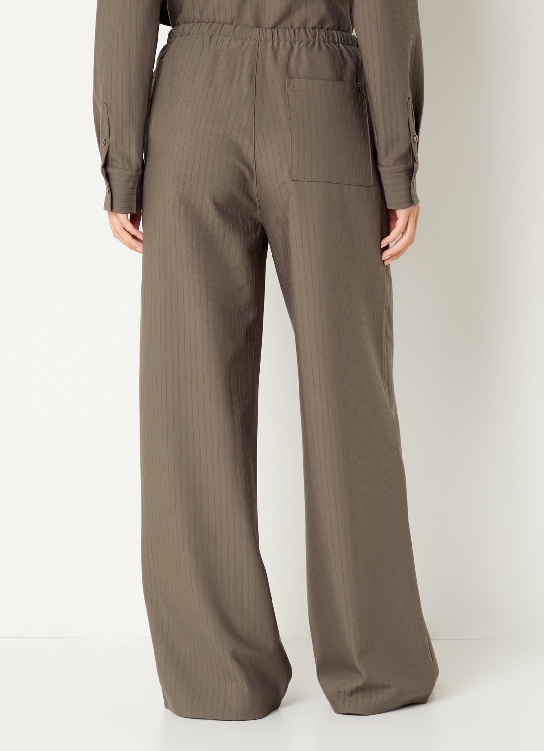OLAF High waist wide fit pantalon met structuur - achterkant 3 zand