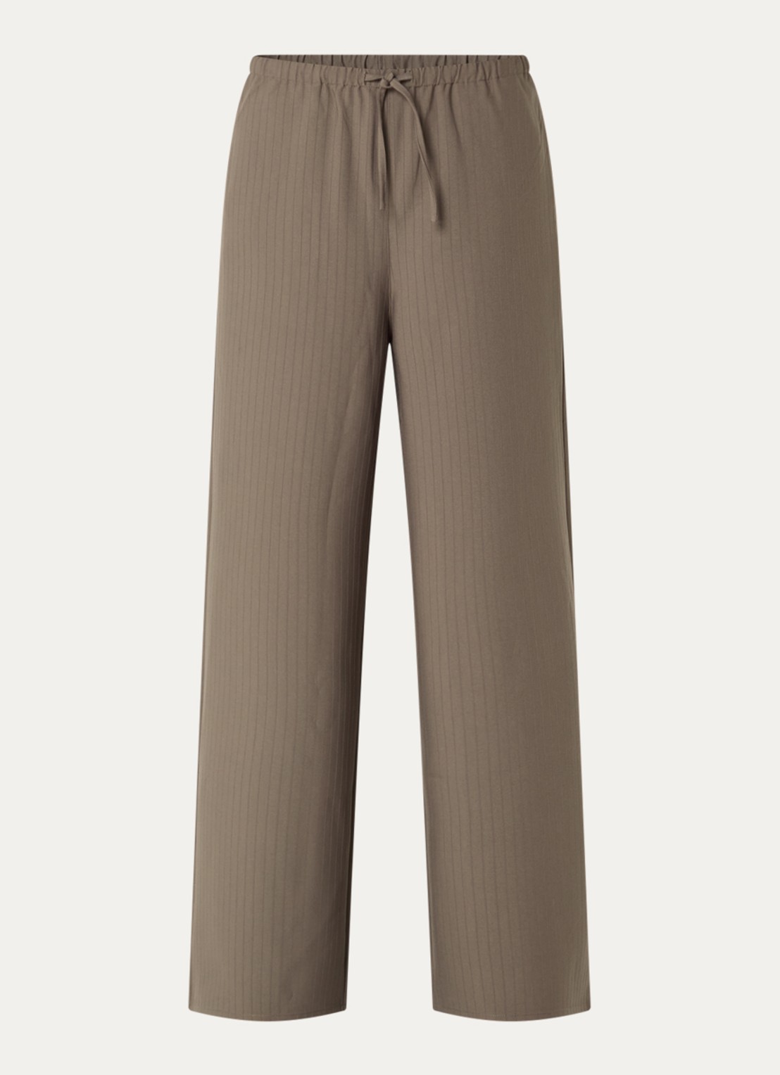 OLAF High waist wide fit pantalon met structuur - voorkant zand