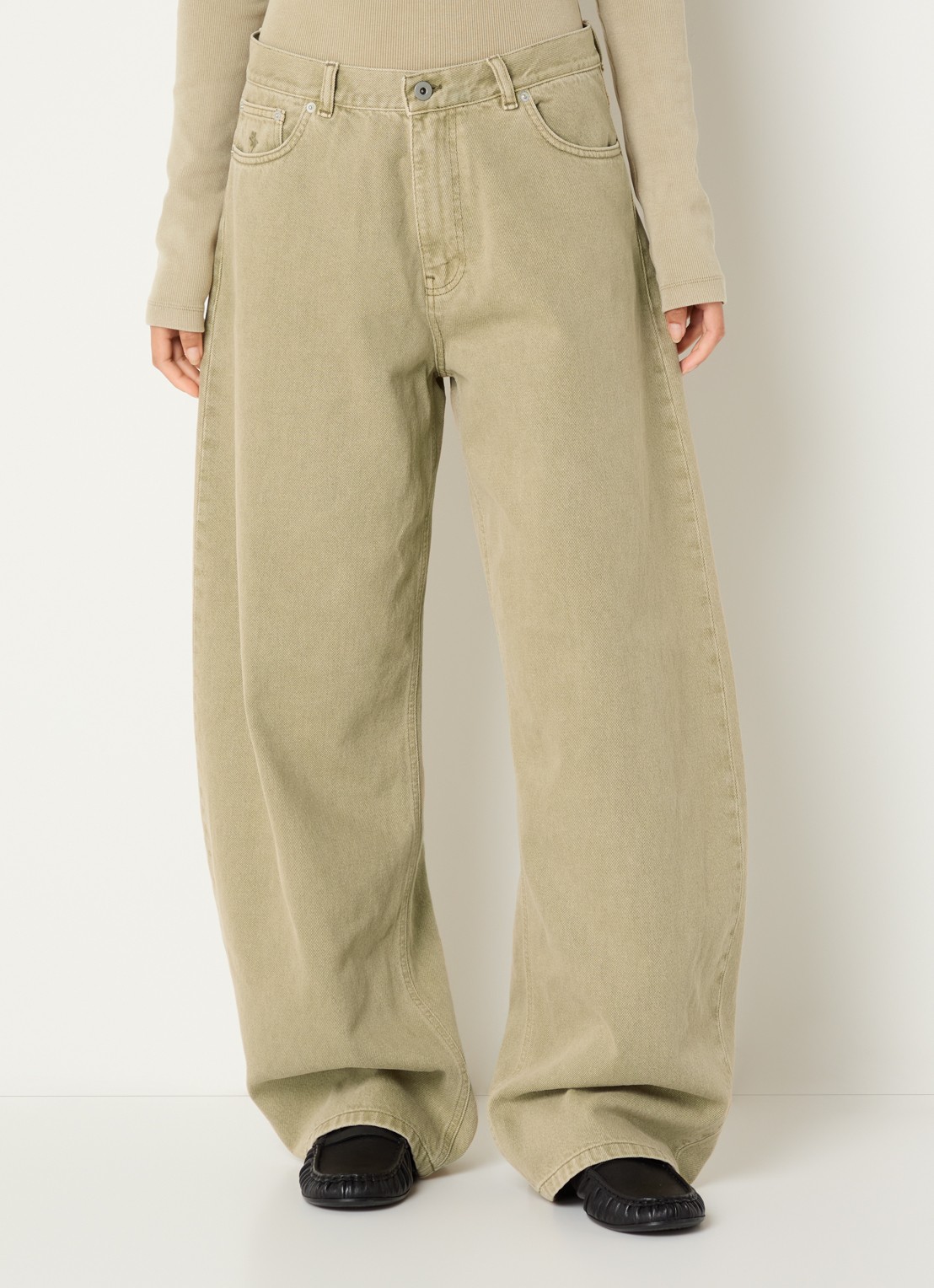 OLAF High waist wide leg jeans met gekleurde wassing - detail 4 beige