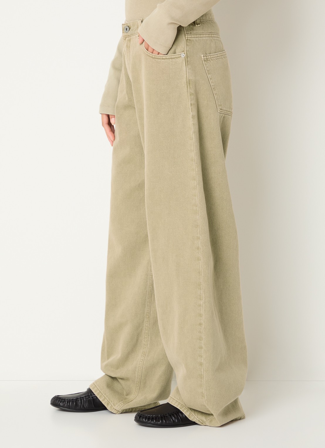 OLAF High waist wide leg jeans met gekleurde wassing - detail 5 beige