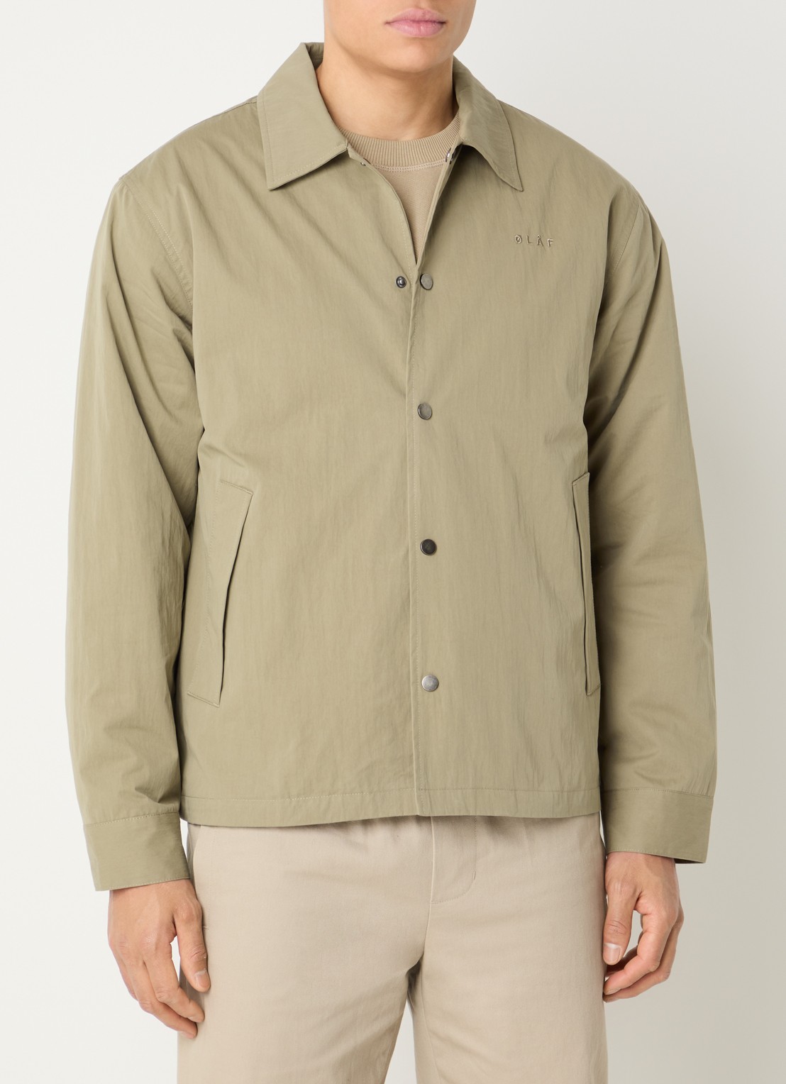 OLAF Jack met logo en steekzakken - detail 4 khaki