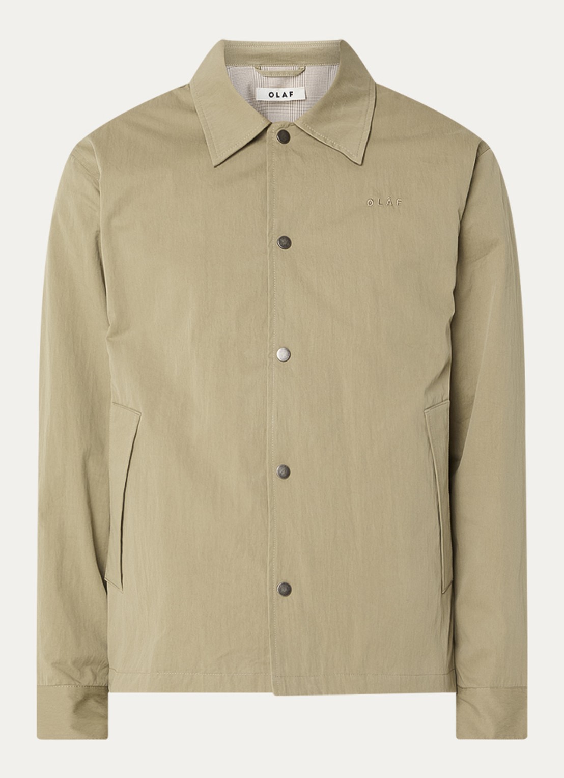 OLAF Jack met logo en steekzakken - voorkant khaki