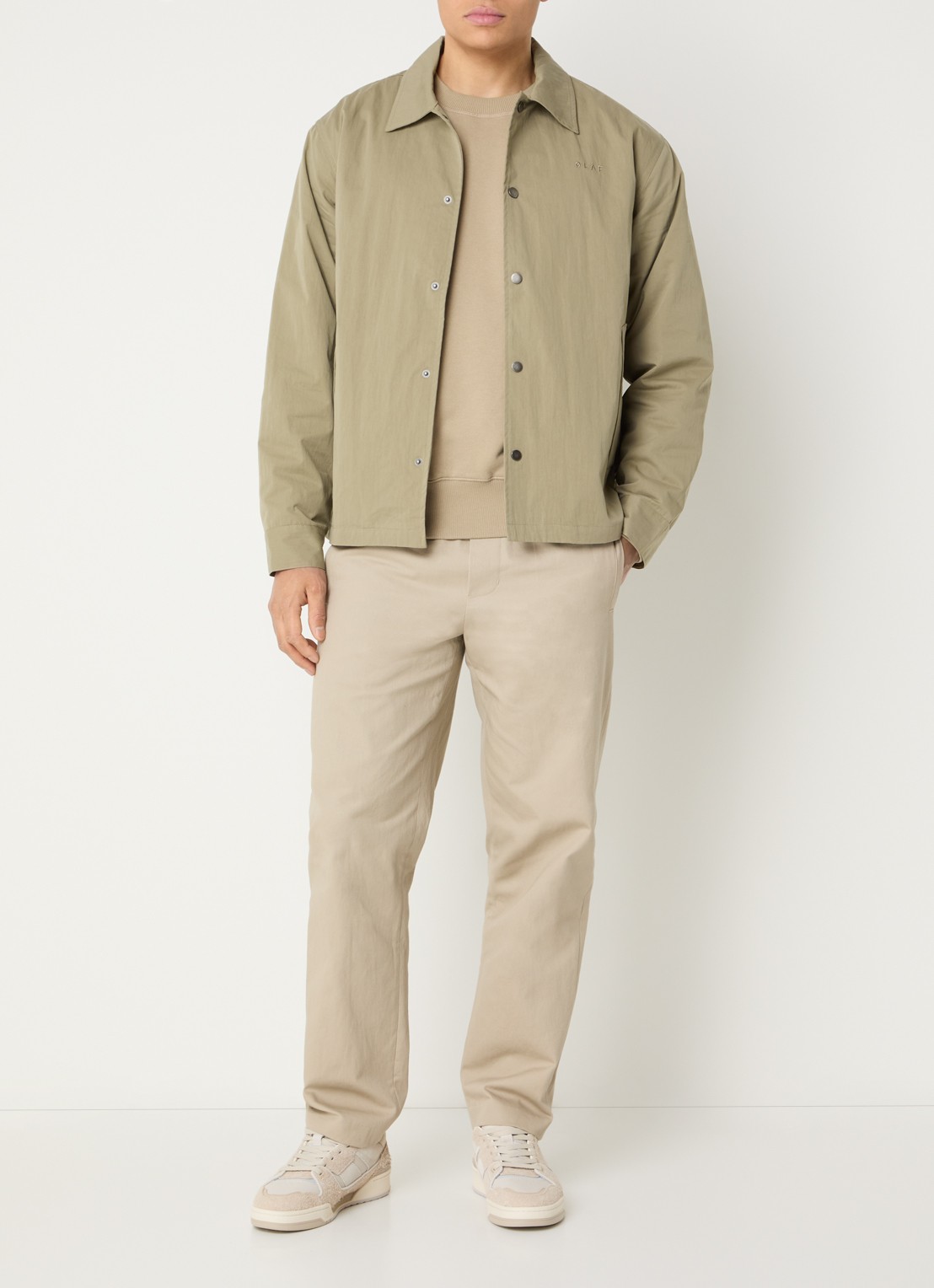 OLAF Jack met logo en steekzakken - voorkant 2 khaki