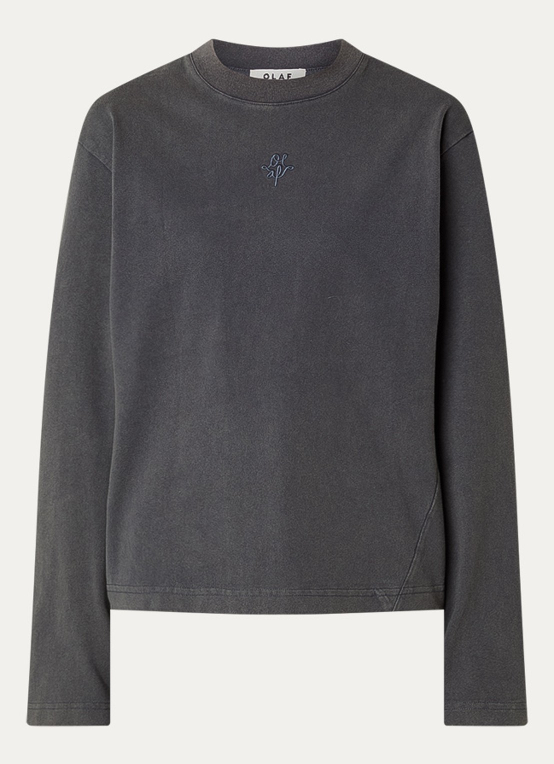 OLAF Long sleeve met logo en ronde hals - voorkant 2 antraciet