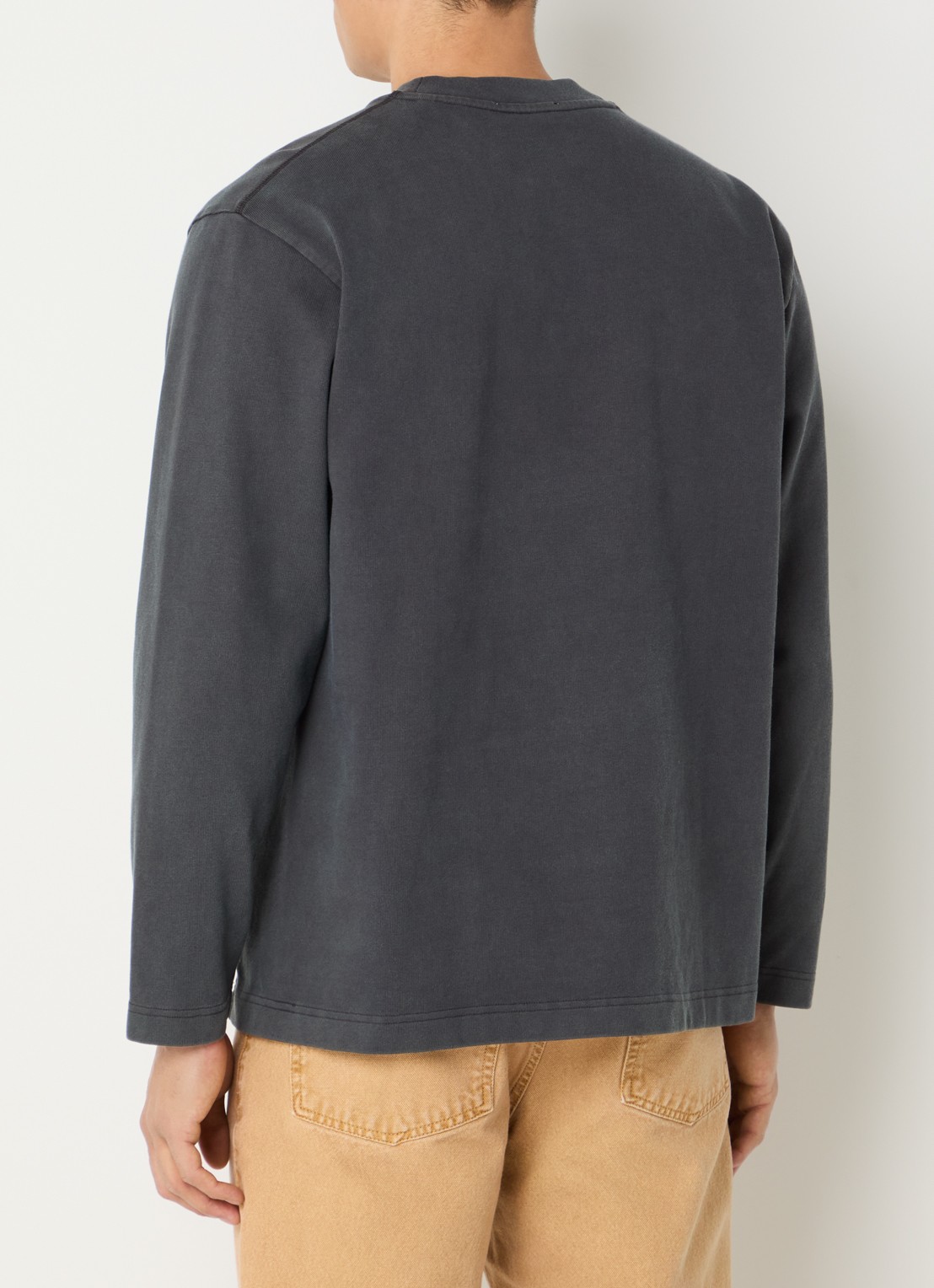 OLAF Longsleeve met logo en verwassen afwerking - achterkant antraciet