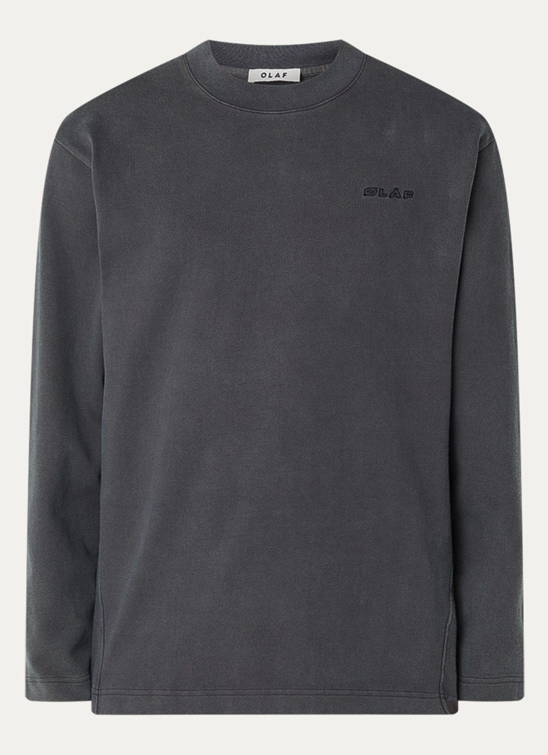 OLAF Longsleeve met logo en verwassen afwerking - voorkant 2 antraciet